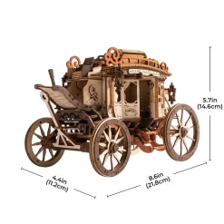 Robotime ROKR Stagecoach Mechanical Music Box 3D Wooden Puzzle AMKA1
