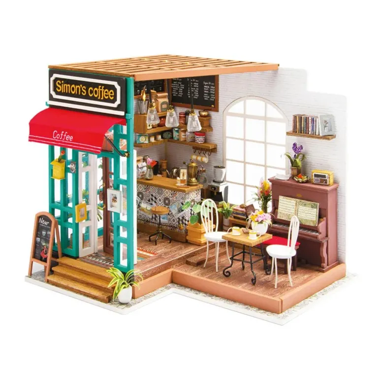 Robotime Rolife DIY Miniature Dollhouse Kit DG109 Simon's Coffee Shop