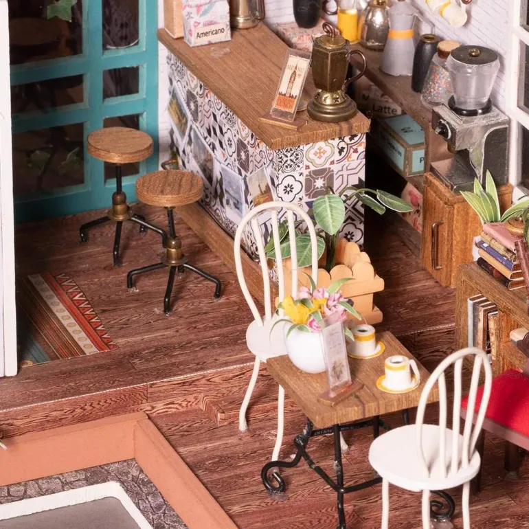 Robotime Rolife DIY Miniature Dollhouse Kit DG109 Simon's Coffee Shop