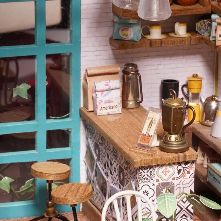 Robotime Rolife DIY Miniature Dollhouse Kit DG109 Simon's Coffee Shop