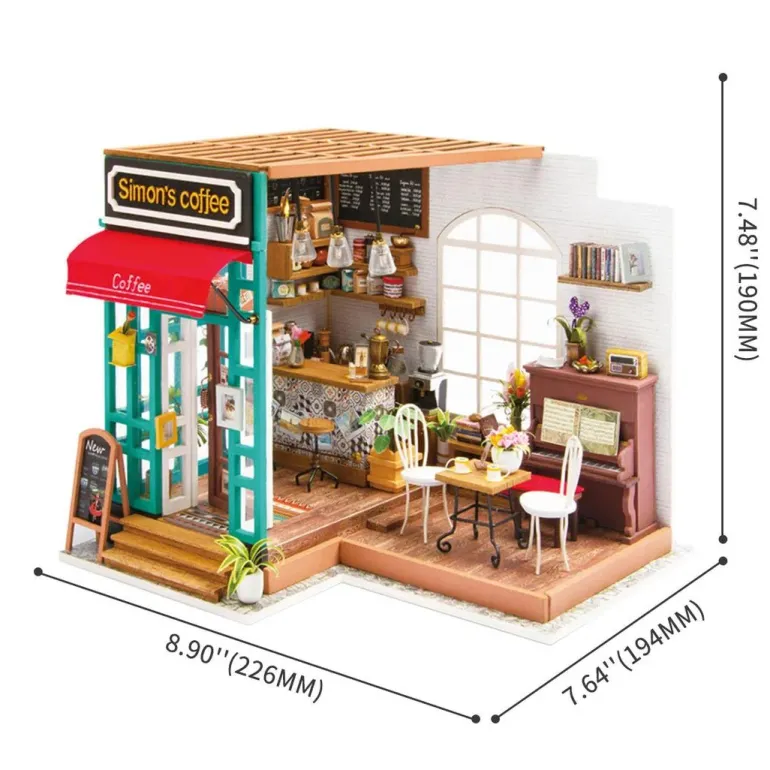 Robotime Rolife DIY Miniature Dollhouse Kit DG109 Simon's Coffee Shop
