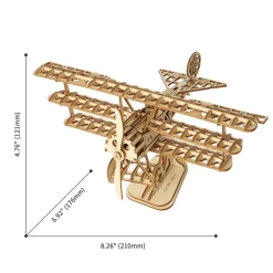 Robotime Rolife Bi-Plane TG301 DIY Wooden Toys 3D Puzzle
