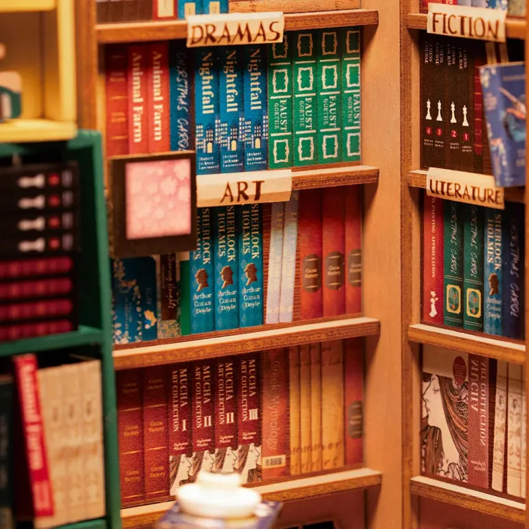 Robotime Rolife Bookstore DIY Book Nook Shelf Insert Kit TGB07