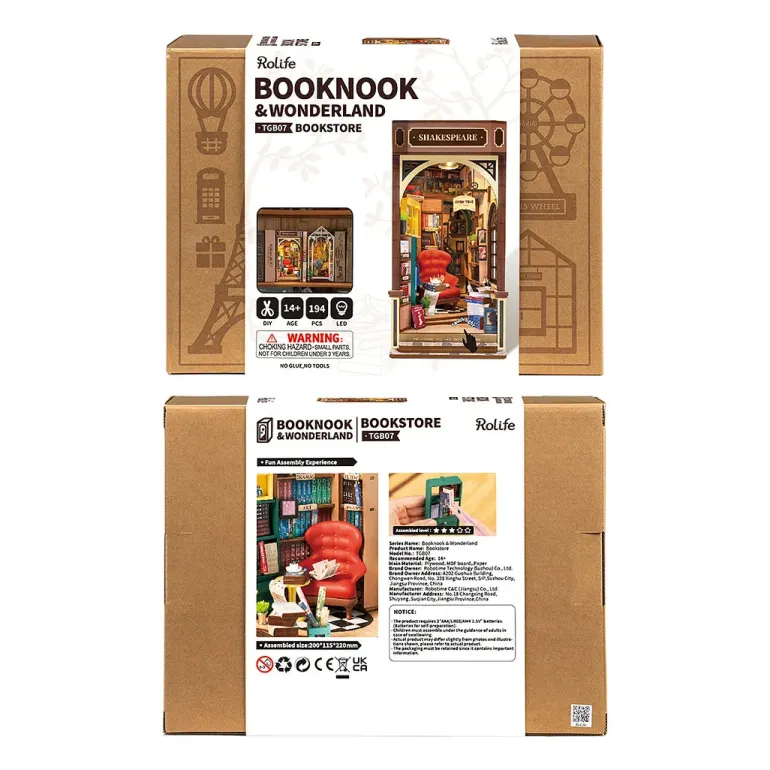 Robotime Rolife Bookstore DIY Book Nook Shelf Insert Kit TGB07
