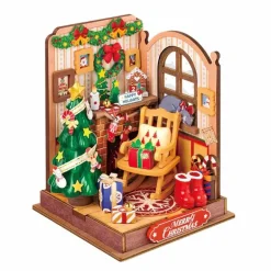 Robotime Rolife Christmas Fireplace DIY Miniature House Kit DS041