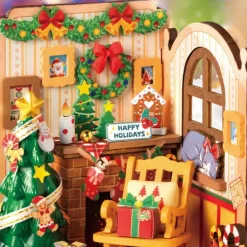 Robotime Rolife Christmas Fireplace DIY Miniature House Kit DS041