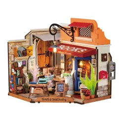 Robotime Rolife Corner Bookstore DIY Miniature House Kit DG164