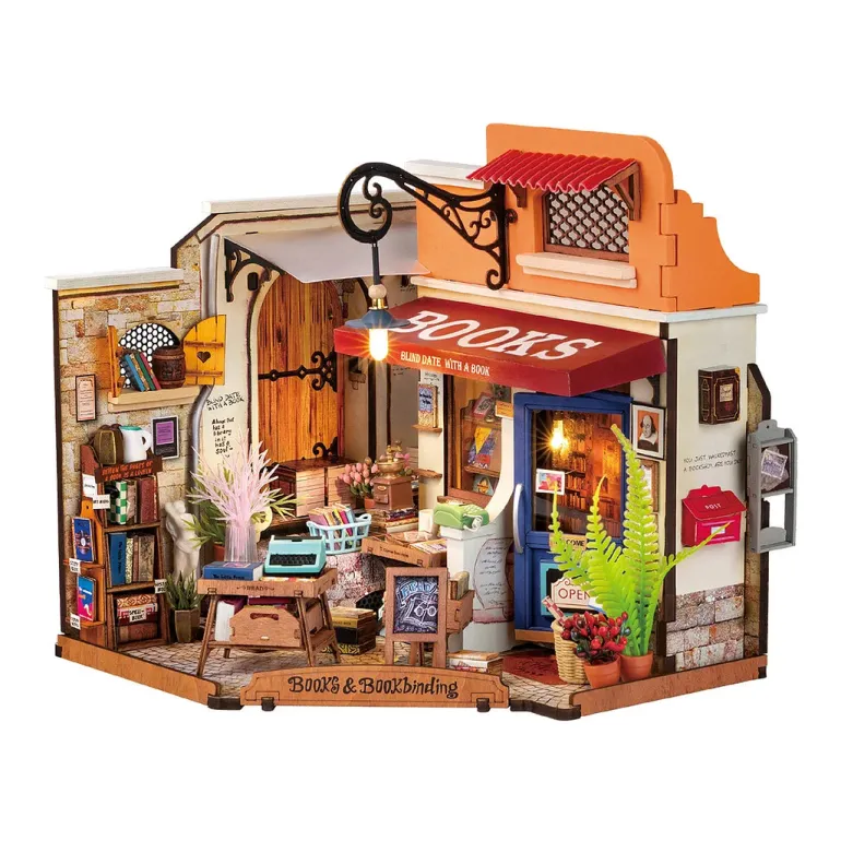 Robotime Rolife Corner Bookstore DIY Miniature House Kit DG164