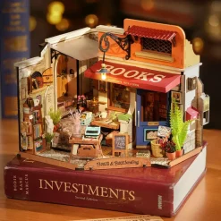 Robotime Rolife Corner Bookstore DIY Miniature House Kit DG164