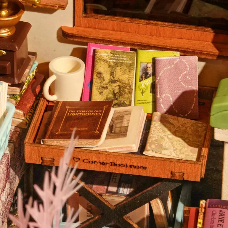 Robotime Rolife Corner Bookstore DIY Miniature House Kit DG164