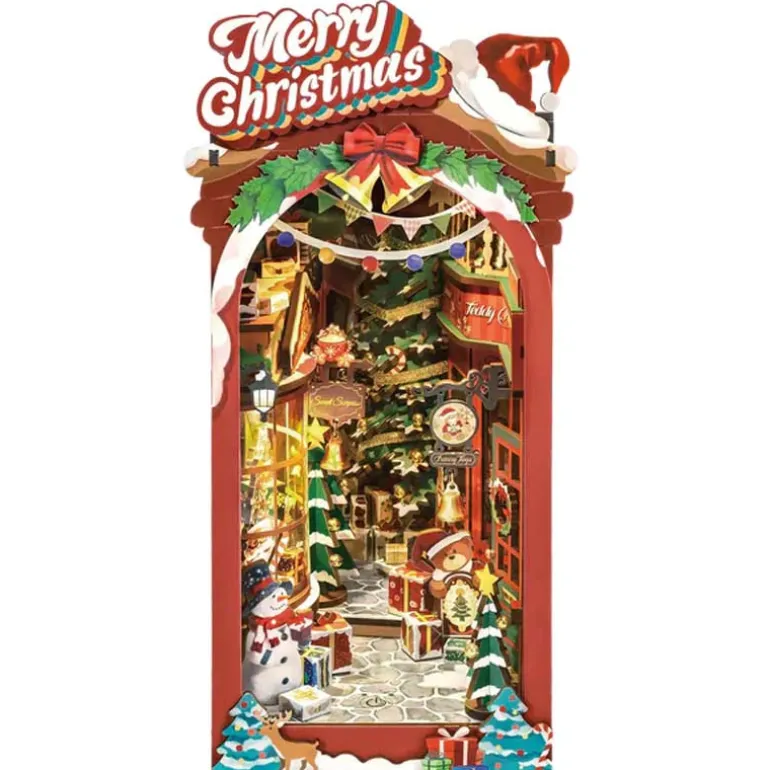 Robotime Rolife DIY Christmas Street Book Nook Shelf Insert TGC06