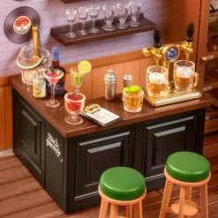 Robotime Rolife Leisurely Cheers Bar DIY Plastic Miniature House DW012
