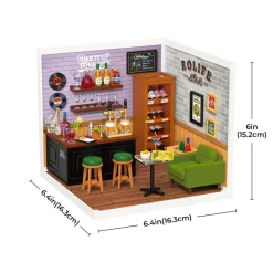 Robotime Rolife Leisurely Cheers Bar DIY Plastic Miniature House DW012