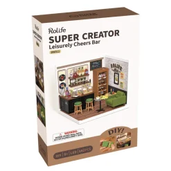 Robotime Rolife Leisurely Cheers Bar DIY Plastic Miniature House DW012