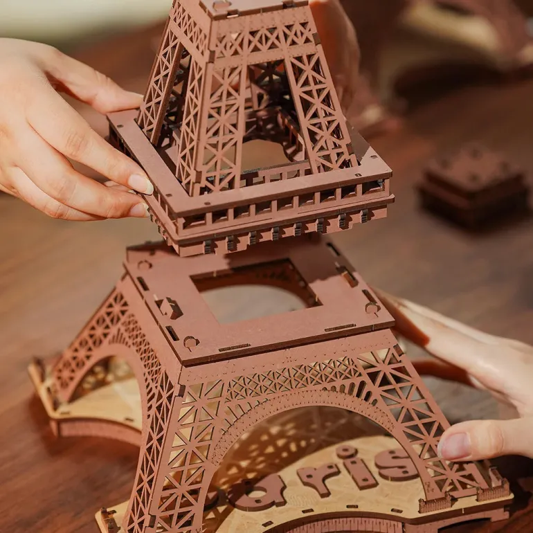 Robotime Rolife Night of the Eiffel Tower 3D Wooden Puzzle TGL01