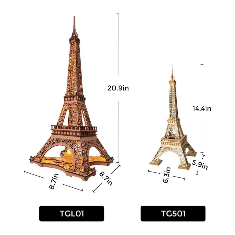 Robotime Rolife Night of the Eiffel Tower 3D Wooden Puzzle TGL01