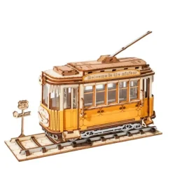 Robotime Rolife Retro Tramcar TG505 - Modern 3D Wooden Puzzle