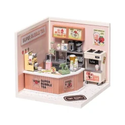 Robotime Rolife Super Creator Double Joy Bubble Tea Plastic DIY Miniature House Kit DW006