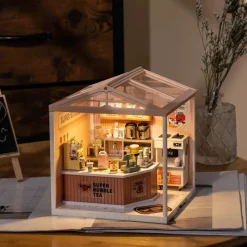Robotime Rolife Super Creator Double Joy Bubble Tea Plastic DIY Miniature House Kit DW006