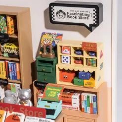 Robotime Rolife Super Creator Fascinating Book Store Plastic Miniature House kit DW004