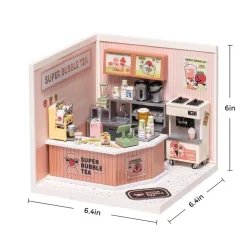 Robotime Rolife Super Creator Double Joy Bubble Tea Plastic DIY Miniature House Kit DW006