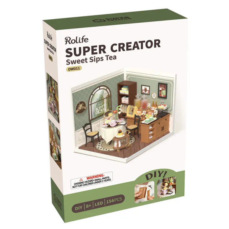 Robotime Rolife Sweet Sips Tea DIY Plastic Miniature House DW011