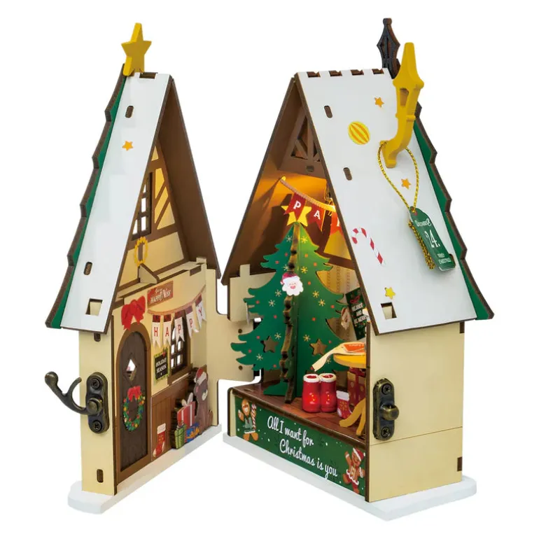 Robotime Rolife Twinkling Christmas House DIY Miniature House DS036