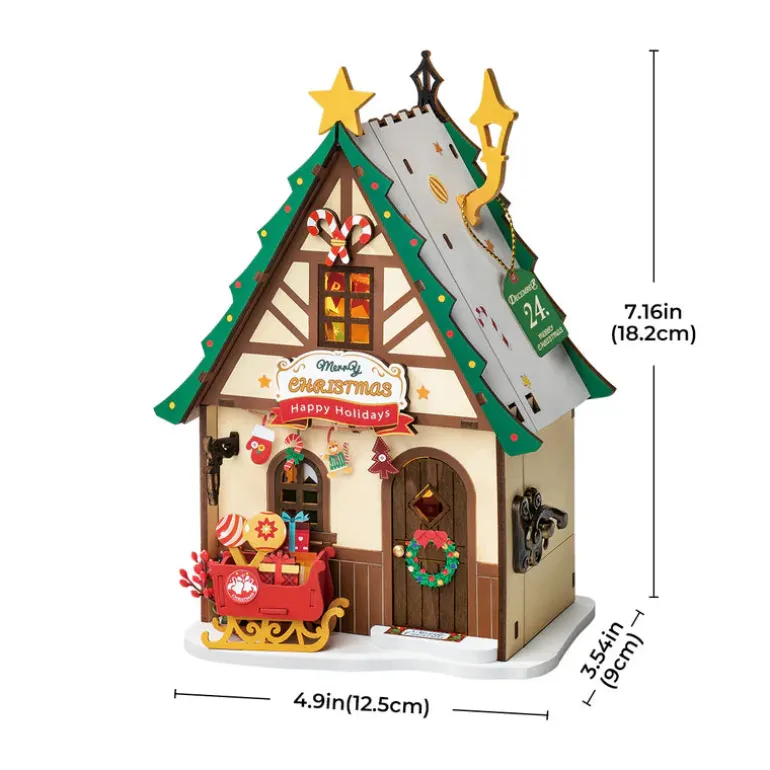 Robotime Rolife Twinkling Christmas House DIY Miniature House DS036