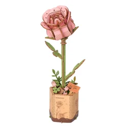 Robotime Rowood DIY Wooden Flower Pink Rose 3D Wooden Puzzle TW041