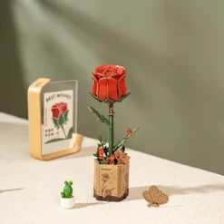 Robotime Rowood DIY Wooden Flower Red Rose 3D Wooden Puzzle TW042