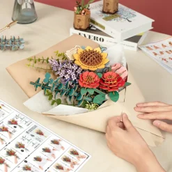 Robotime Rowood DIY Wooden Flower Bouquet TW01H 3D Wooden Puzzle