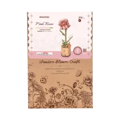 Robotime Rowood DIY Wooden Flower Pink Rose 3D Wooden Puzzle TW041