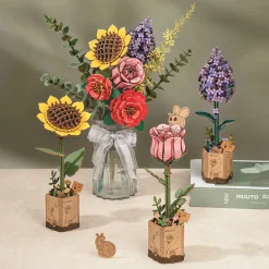 Robotime Rowood DIY Wooden Flower Sunflower 3D Wooden Puzzle TW011