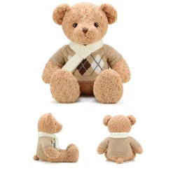 28" Scarf Sweater Teddy Bear - Light Brown
