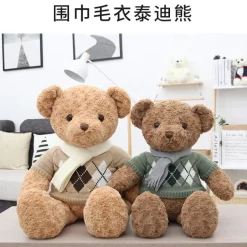 28" Scarf Sweater Teddy Bear - Light Brown