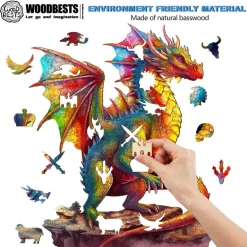Woodbests - Colorful Dragon-2 Wooden Jigsaw Puzzle (90-120pcs)