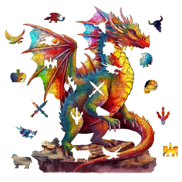 Woodbests - Colorful Dragon-2 Wooden Jigsaw Puzzle (90-120pcs)