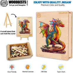 Woodbests - Colorful Dragon-2 Wooden Jigsaw Puzzle (90-120pcs)