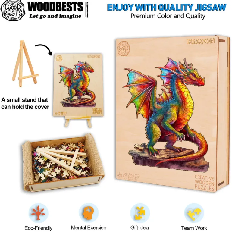 Woodbests - Colorful Dragon-2 Wooden Jigsaw Puzzle (90-120pcs)