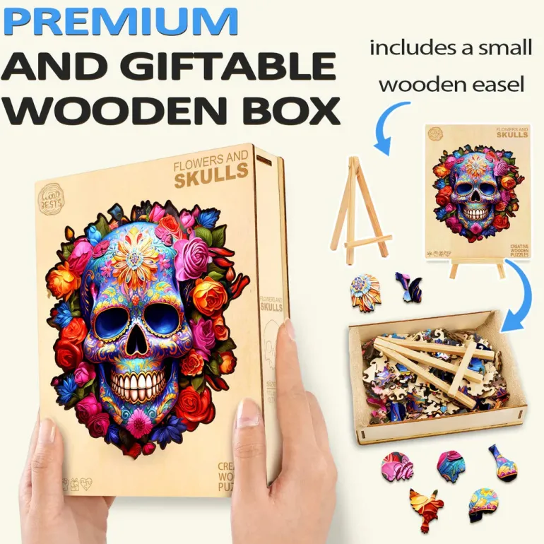 Woodbests - Flowers and Skulls Wooden Jigsaw Puzzle (90-120pcs)