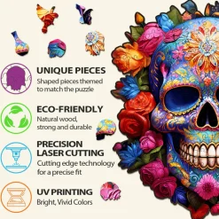 Woodbests - Flowers and Skulls Wooden Jigsaw Puzzle (90-120pcs)