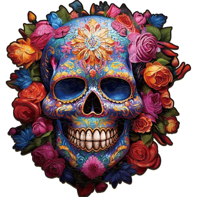 Woodbests - Flowers and Skulls Wooden Jigsaw Puzzle (90-120pcs)