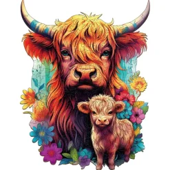 Woodbests - Highland Cattle Family 2 Wooden Jigsaw Puzzle (160-200pcs)