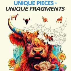 Woodbests - Highland Cattle Family 2 Wooden Jigsaw Puzzle (160-200pcs)