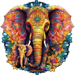 Woodbests - Mandala Parent-Child Elephant Wooden Jigsaw Puzzle (160-200pcs)