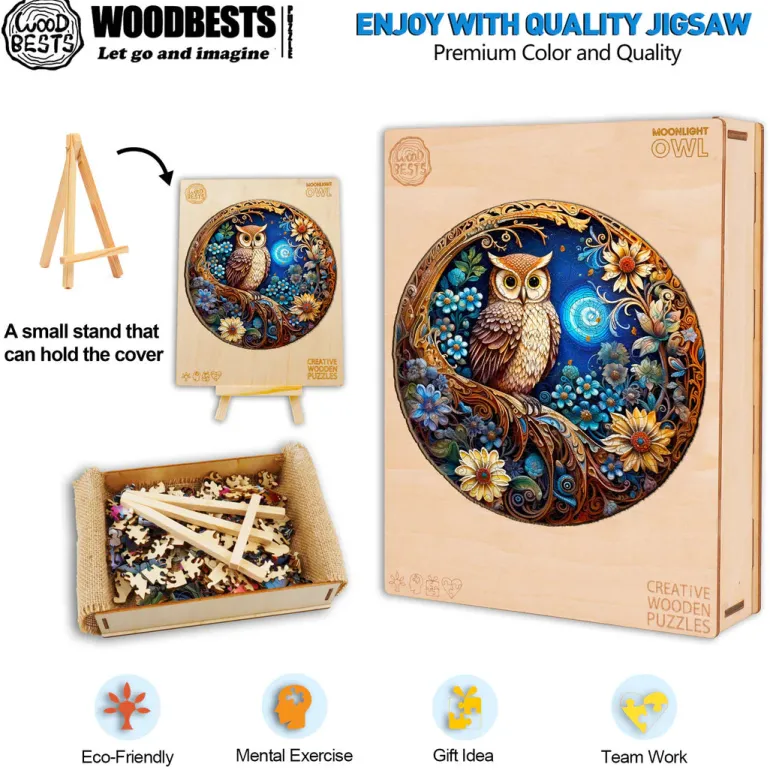 Woodbests - Moonlight Owl Wooden Jigsaw Puzzle (160-200pcs)