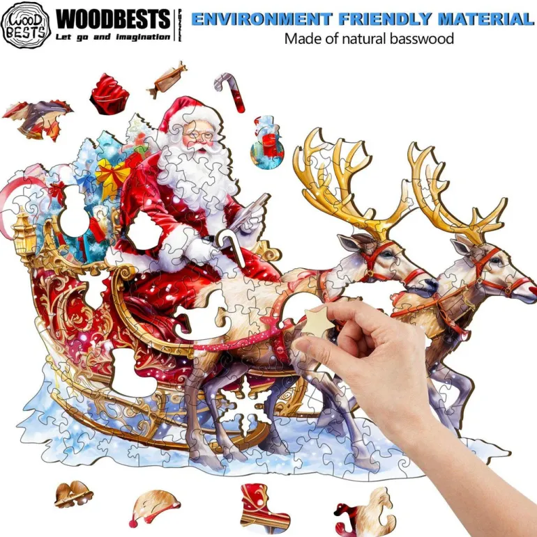 Woodbests - Santa and Rudolph Wooden Jigsaw Puzzle (90-120pcs)