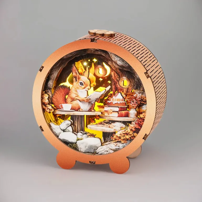 Woodbests - Squirrel's Reading Kit - 3D Wooden Puzzle Night Light