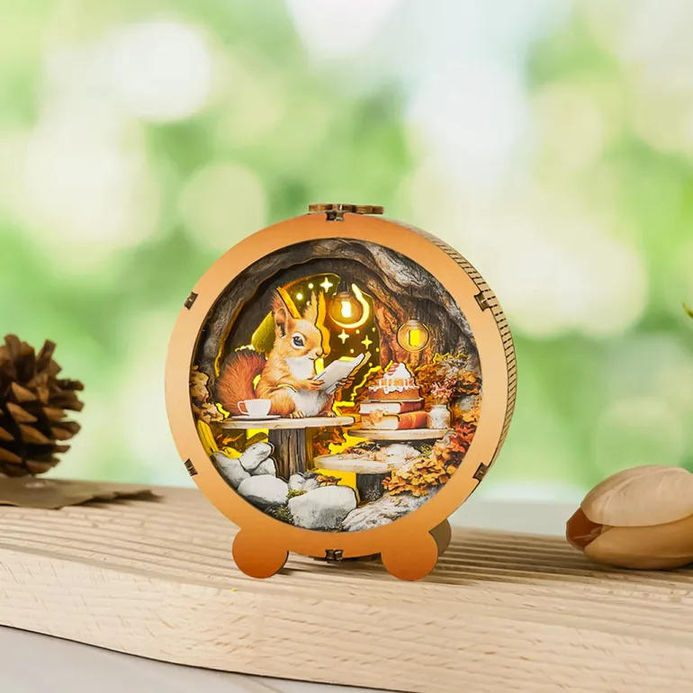 Woodbests - Squirrel's Reading Kit - 3D Wooden Puzzle Night Light