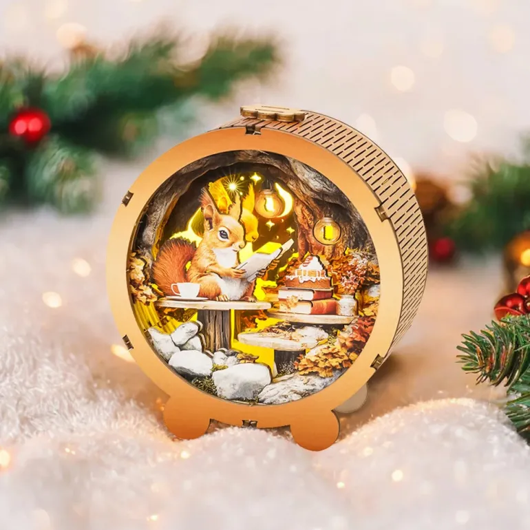 Woodbests - Squirrel's Reading Kit - 3D Wooden Puzzle Night Light
